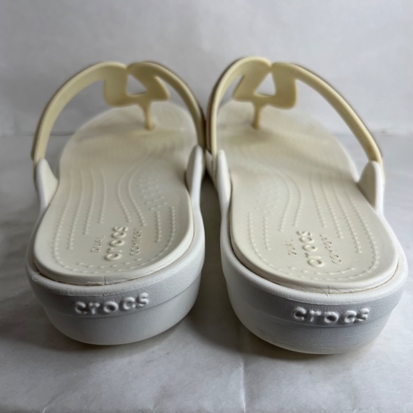 Crocs Sanrah Duel Comfort Thong White/Ivory Gold/Silver 205470 Women's Sz 7 - Picture 10 of 10